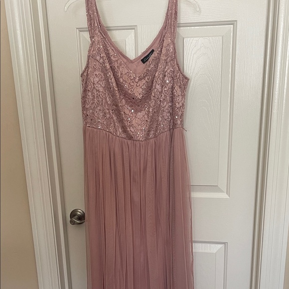 candalite Dresses & Skirts - Sleeveless Sequin Lace Maxi Dress in Dusty Rose 16/18 XL